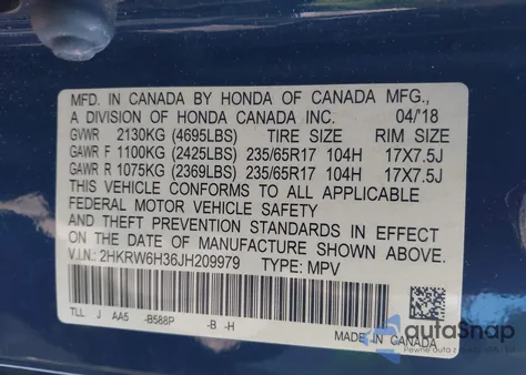 2018 Honda Cr-V Lx z USA, uszkodzony, nr VIN 2HKRW6H36JH209979
